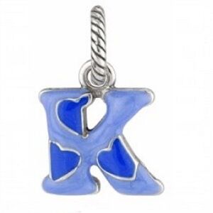 Brighton Retired ABC Initial Charm Letter K in Light & Dark Blue Enamel